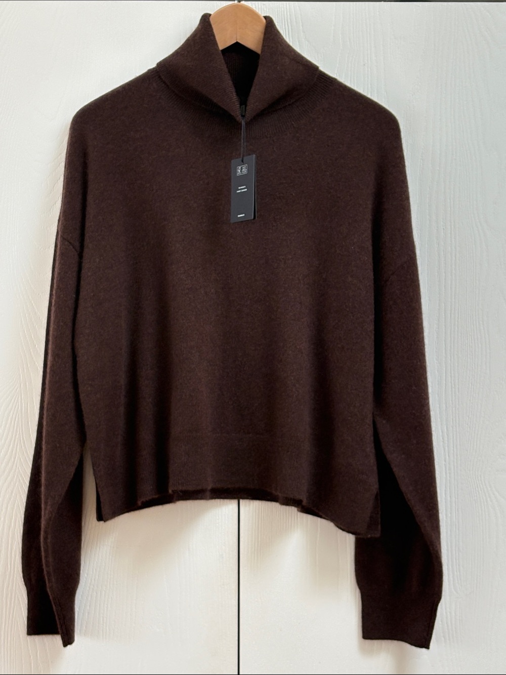 NAADAM Brown Half-Zip Turtleneck Sweater